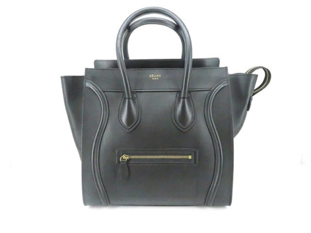 Celine Luggage Tote Tote Bag Shopper Calfskin Black